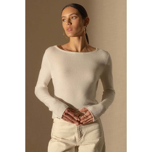 Perfect Cashmere Kaszmirowy sweter &quot;Megan&quot; w kolorze kremowym ze sklepu Limango Polska w kategorii Swetry damskie - zdjęcie 177635847