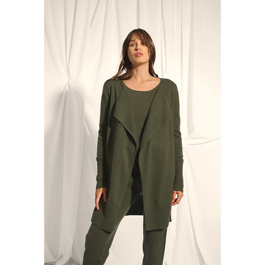 Just Cashmere Kaszmirowy kardigan &quot;Brooke&quot; w kolorze khaki ze sklepu Limango Polska w kategorii Swetry damskie - zdjęcie 177637508