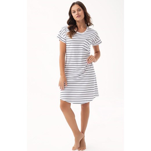 Koszula nocna damska w marynarskie paski 206, Kolor biało-granatowy, Rozmiar L, Luna ze sklepu Intymna w kategorii Koszule nocne - zdjęcie 177646018