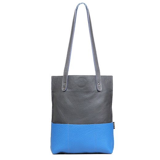 popielato niebieska torebka damska skórzana  shopper Margaret ze sklepu Słoń Torbalski w kategorii Torby Shopper bag - zdjęcie 177646525