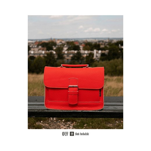 czerwona torba skórzana OLY na ramię i do ręki listonoszka ze sklepu Słoń Torbalski w kategorii Listonoszki - zdjęcie 177650667