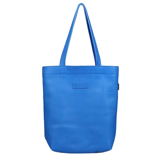 niebieska torebka damska skórzana z zamykaną komorą na zamek shopperka ze sklepu Słoń Torbalski w kategorii Torby Shopper bag - zdjęcie 177650756