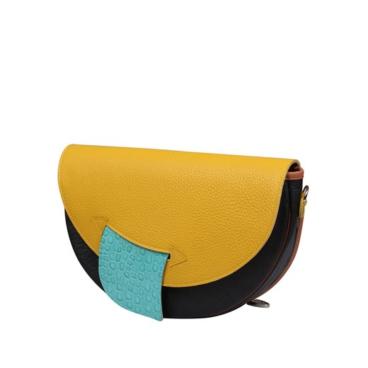 czarno żółta torebka damska skórzana na ramię Moon ze sklepu Słoń Torbalski w kategorii Listonoszki - zdjęcie 177650845