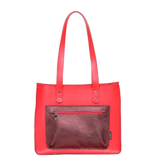 torebka damska skórzana Greta shopper bordowo-czerwona ze sklepu Słoń Torbalski w kategorii Torby Shopper bag - zdjęcie 177653148