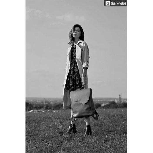 plecak skórzany Kora beżowy Słoń Torbalski 39x35x14,5cm promocyjna cena Słoń Torbalski