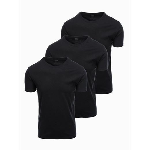 Zestaw bawełnianych męskich koszulek BASIC z okrągłym dekoltem – 3x czarny V9 OM-TSBS-0232 ze sklepu ombre w kategorii T-shirty męskie - zdjęcie 177658947