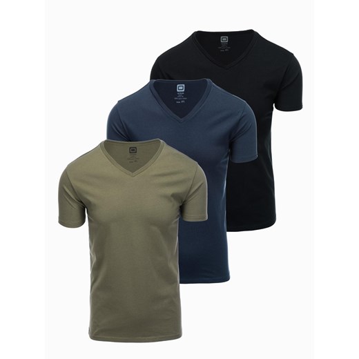Zestaw męskich bawełnianych t-shirtów V-neck BASIC – L ombre