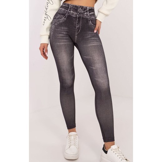 Czarne legginsy z imitacją jeansu NM-LG-NOU012.21, Kolor czarny, Rozmiar S/M, Trendy.ING ze sklepu Intymna w kategorii Spodnie damskie - zdjęcie 177659427