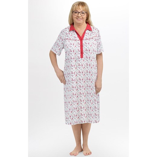 Bawełniana koszula nocna damska Jagna I 207 03, Kolor czerwono-biały, Rozmiar 2XL, MARTEL ze sklepu Intymna w kategorii Koszule nocne - zdjęcie 177659525