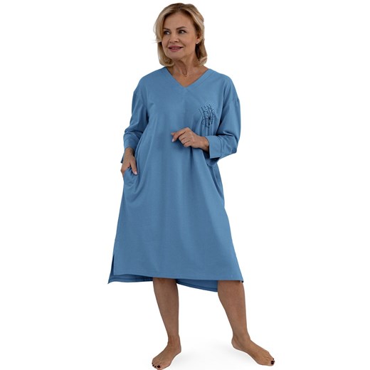 Bawełniana koszula nocna damska Kinga II 238 01, Kolor jeans, Rozmiar 2XL, MARTEL ze sklepu Intymna w kategorii Koszule nocne - zdjęcie 177659536