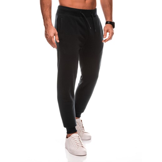 Jednolite męskie spodnie joggery dresowe BASIC – czarne V6 EM-PABS-0108 Edoti M Edoti