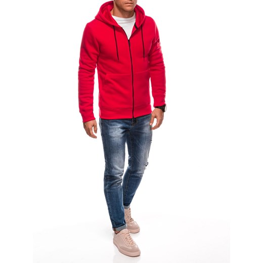 Rozpinana bluza męska dresowa z kapturem BASIC – czerwona V4 EM-SSBZ-0101 Other L Edoti
