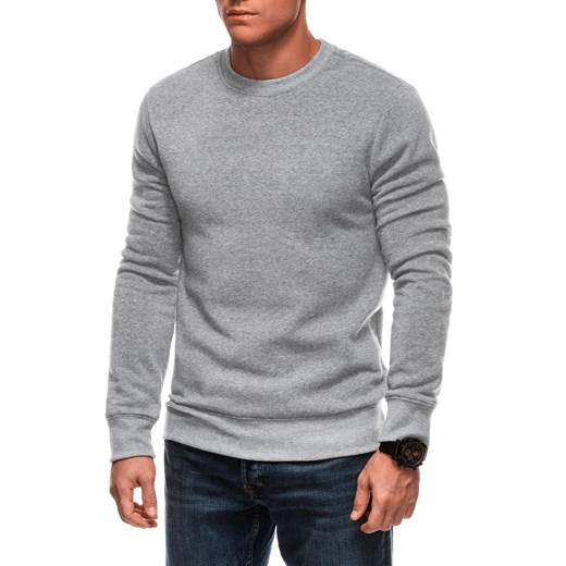 Męska jednolita dresowa bluza round neck BASIC – szary melanż V7 EM-SSBN-0100 ze sklepu Edoti w kategorii Bluzy męskie - zdjęcie 177673685