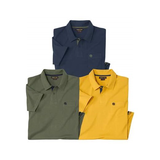 Zestaw 3 bawełnianych koszulek polo Atlas For Men ze sklepu Atlas For Men w kategorii T-shirty męskie - zdjęcie 177673767