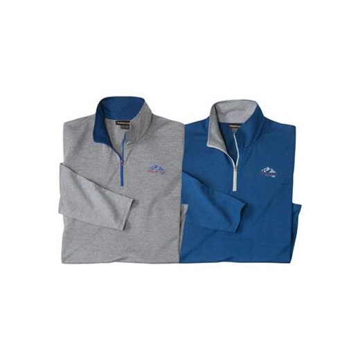 Zestaw 2 melanżowych półgolfów z suwakiem Expedition ze sklepu Atlas For Men w kategorii T-shirty męskie - zdjęcie 177673769