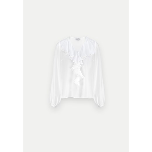 Biała lekko transparentna bluzka z żabotem Molton 46 Molton
