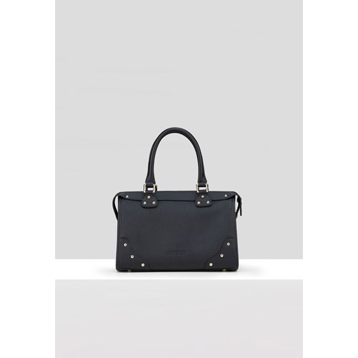 Czarna skórzana torebka z dżetami ze sklepu Molton w kategorii Torby Shopper bag - zdjęcie 177674915