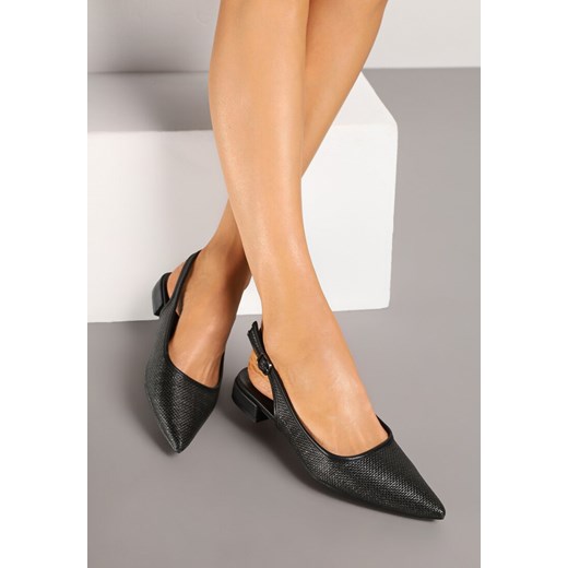 Czarne Sandały Typu Slingback z Plecionki z Rafii Neolavia ze sklepu renee.pl w kategorii Sandały damskie - zdjęcie 177676649