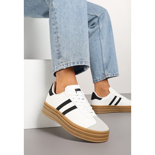 Biało-Czarne Klasyczne Sneakersy na Niewysokiej Platformie Terilee ze sklepu renee.pl w kategorii Buty sportowe damskie - zdjęcie 177677735