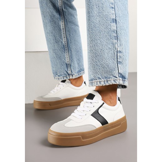 Biało-Czarne Sneakersy na Grubej Podeszwie w Stylu Kultowych Tenisówek Hanelith ze sklepu renee.pl w kategorii Buty sportowe damskie - zdjęcie 177677765