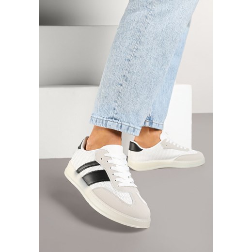 Biało-Czarne Sneakersy w Stylu Tenisówek z Paskami Eleaniria ze sklepu renee.pl w kategorii Buty sportowe damskie - zdjęcie 177677819