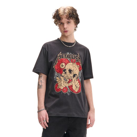 Cropp - Czarny T-shirt z Metallicą UNISEX - czarny ze sklepu Cropp w kategorii T-shirty męskie - zdjęcie 177700925