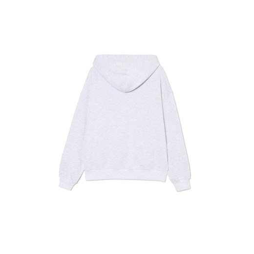 Cropp - Jasnoszara bluza z kapturem i napisem - jasny szary Cropp M Cropp