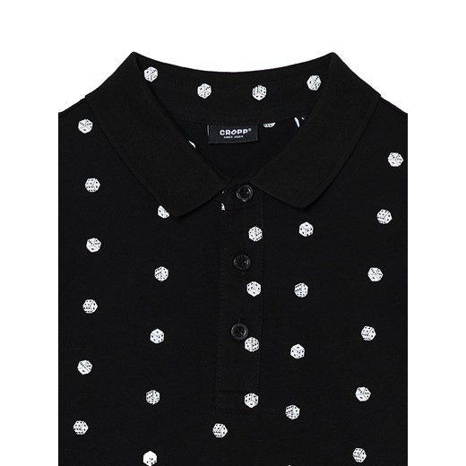 Cropp - T-shirt polo z kostkami do gry all over - czarny Cropp XXL Cropp