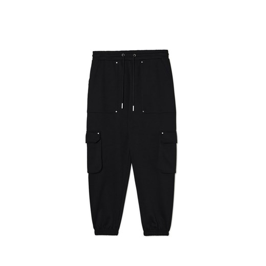 Cropp - Dresowe joggery comfort z kieszeniami cargo - czarny Cropp M Cropp okazja