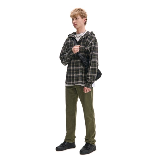 Cropp - Oliwkowe bawełniane spodnie regular - zielony Cropp XL STANDARD Cropp