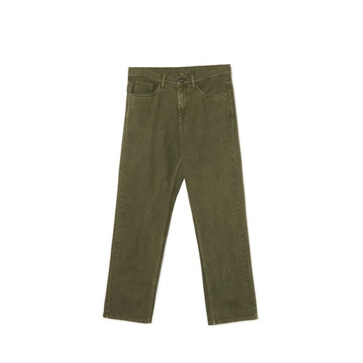 Cropp - Oliwkowe bawełniane spodnie regular - zielony Cropp XL LONG Cropp