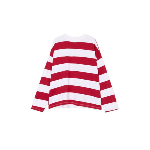 Cropp - Koszulka longsleeve w czerwone paski - czerwony ze sklepu Cropp w kategorii Bluzki damskie - zdjęcie 177701726