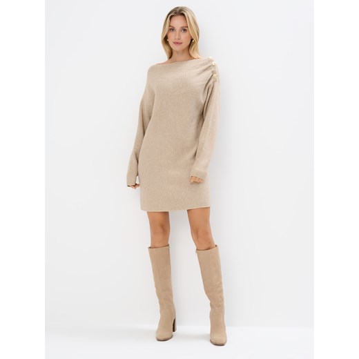 Mohito - Swetrowa sukienka mini - beżowy ze sklepu Mohito w kategorii Sukienki - zdjęcie 177703597