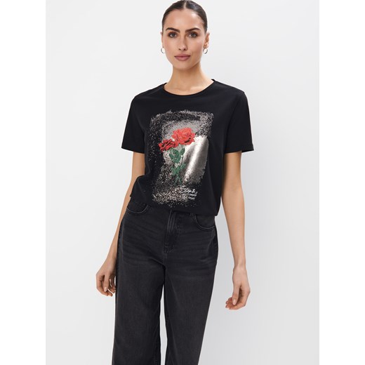 Mohito - T-shirt z nadrukiem - czarny ze sklepu Mohito w kategorii Bluzki damskie - zdjęcie 177703998