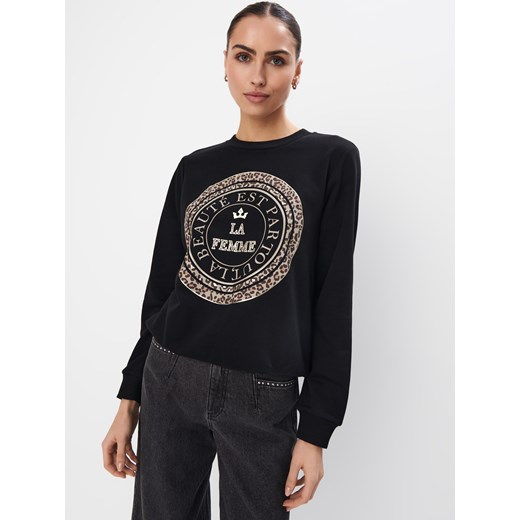 Mohito - Czarna bluza z bawełną - czarny ze sklepu Mohito w kategorii Bluzy damskie - zdjęcie 177705057