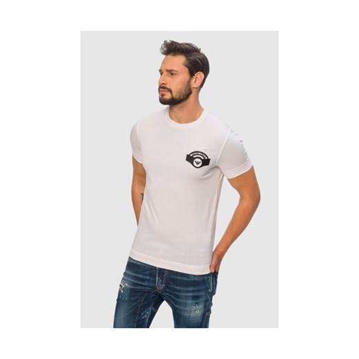 EMPORIO ARMANI Biały t-shirt męski z wyszywanym logo, Rozmiar XL ze sklepu outfit.pl w kategorii T-shirty męskie - zdjęcie 177705675