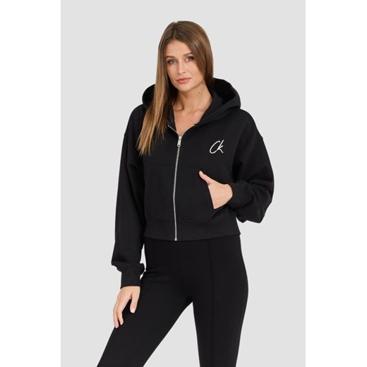 CALVIN KLEIN Czarna damska rozpinana bluza z kapturem, Rozmiar M ze sklepu outfit.pl w kategorii Bluzy damskie - zdjęcie 177706049