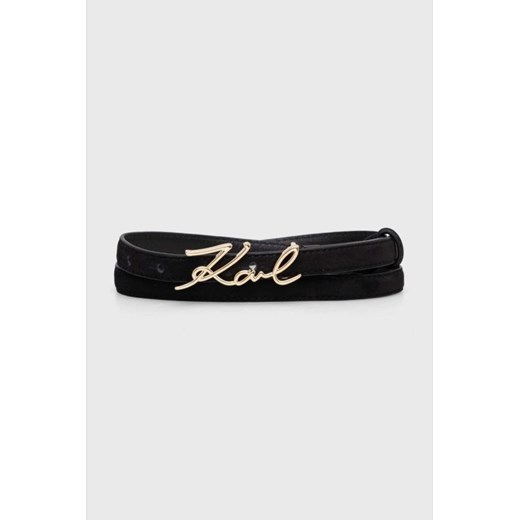 KARL LAGERFELD Czarny pasek skórzany K/signature, Rozmiar 85 ze sklepu outfit.pl w kategorii Paski damskie - zdjęcie 177707306