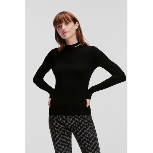 KARL LAGERFELD Czarny golf damski Classic Turtle Neck, Rozmiar M ze sklepu outfit.pl w kategorii Swetry damskie - zdjęcie 177707407