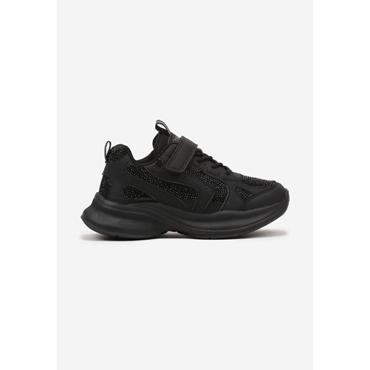 Czarne Buty Sportowe Sneakersy z Cyrkoniami Rivresia ze sklepu born2be.pl w kategorii Buty sportowe dziecięce - zdjęcie 177720425