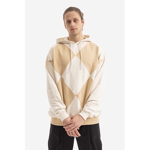 Drôle de Monsieur bluza bawełniana męska kolor beżowy z kapturem wzorzysta HO103.BEIGE-BEIGE ze sklepu ANSWEAR.com w kategorii Bluzy męskie - zdjęcie 177722458