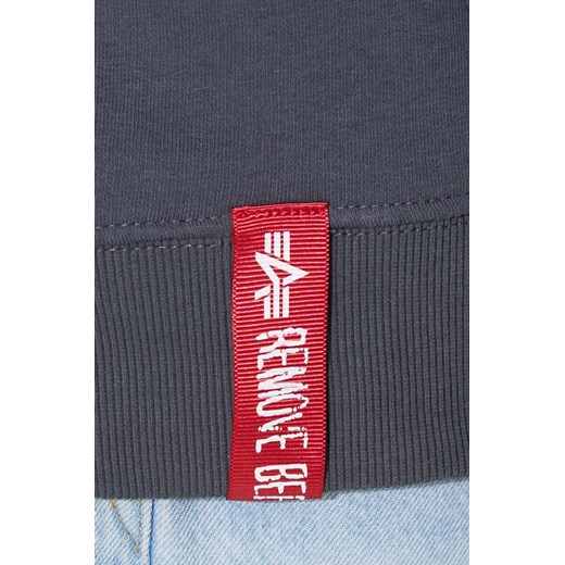 Alpha Industries bluza Basic Hoody Small Logo męska kolor szary z kapturem z nadrukiem 196318.136 ze sklepu ANSWEAR.com w kategorii Bluzy męskie - zdjęcie 177722535