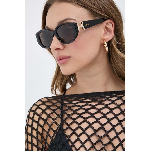 Chloé okulary przeciwsłoneczne damskie kolor czarny CH0237SK ze sklepu ANSWEAR.com w kategorii Okulary przeciwsłoneczne damskie - zdjęcie 177726186