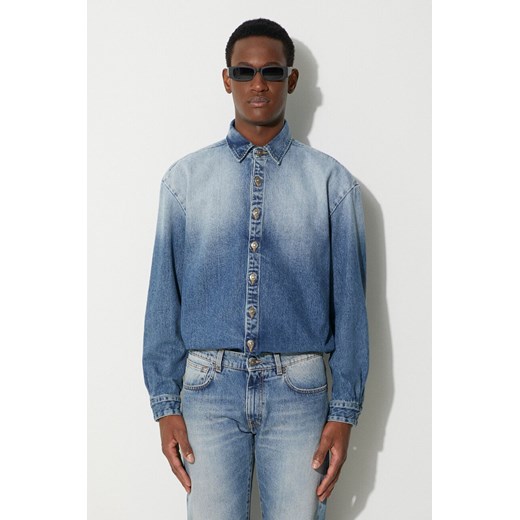 424 koszula jeansowa męska kolor niebieski regular z kołnierzykiem klasycznym 35424EJ01L1.236545 ze sklepu ANSWEAR.com w kategorii Koszule męskie - zdjęcie 177729128