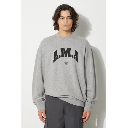 Marcelo Burlon bluza bawełniana Ama Comfort Crewneck męska kolor szary z nadrukiem CMBA097F24FLE0030810 ze sklepu ANSWEAR.com w kategorii Bluzy męskie - zdjęcie 177731285
