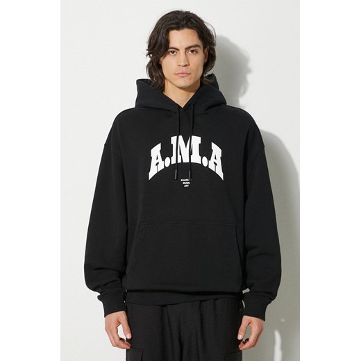 Marcelo Burlon bluza bawełniana Ama Comfort Hoodie męska kolor czarny z kapturem z nadrukiem CMBB106F24FLE0081001 ze sklepu ANSWEAR.com w kategorii Bluzy męskie - zdjęcie 177731308