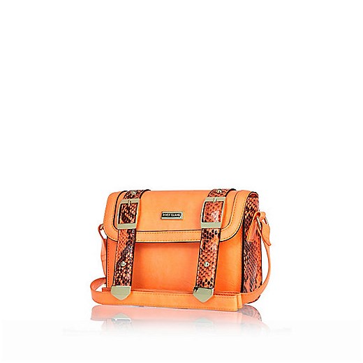 Girls orange structured satchel bag river-island zolty 