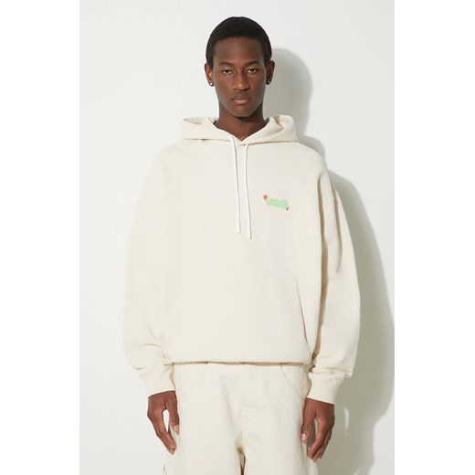 Marcelo Burlon bluza bawełniana Solsticio Comfort Hoodie męska kolor beżowy z kapturem z nadrukiem CMBB106S24FLE0060C50 ze sklepu ANSWEAR.com w kategorii Bluzy męskie - zdjęcie 177749456