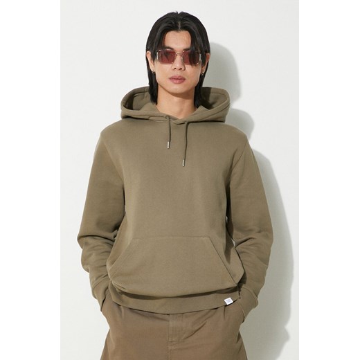 Norse Projects bluza bawełniana Vagn Slim Organic męska kolor zielony z kapturem gładka N20.1276.8076 ze sklepu ANSWEAR.com w kategorii Bluzy męskie - zdjęcie 177749505
