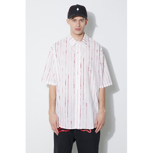 Marcelo Burlon koszula bawełniana County Pinstripes Over Shirt męska kolor biały relaxed z kołnierzykiem klasycznym CMGG004S24FAB0010128 ze sklepu ANSWEAR.com w kategorii Koszule męskie - zdjęcie 177749636